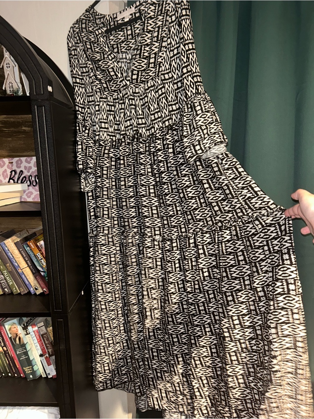 Black & White Patterned Women's Tiered Dress